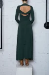 woman wearing a green long dress