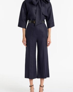 INK LINEN TIE BLOUSE