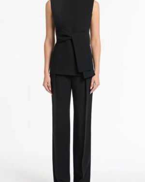 BLACK CREPE STRISCIA POLO