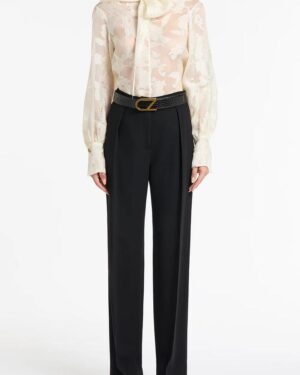 WHITE SILK JACQUARD STRISCIA BLOUSE