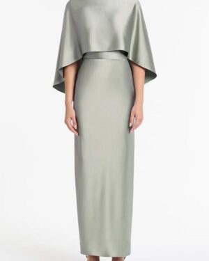 SILVER SATIN CAPE TOP