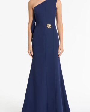 SAPPHIRE CREPE PIEGATO GOWN