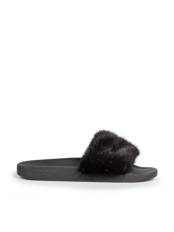 Givenchy Black Mink Fur Slides