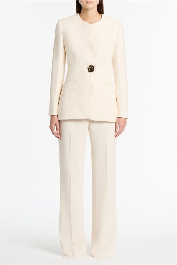 IVORY CREPE WIDE WAISTED PANT