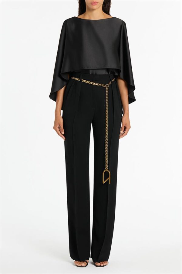 BLACK SATIN CAPE TOP