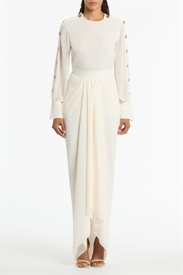 CREAM GEORGETTE WATERFALL SKIRT