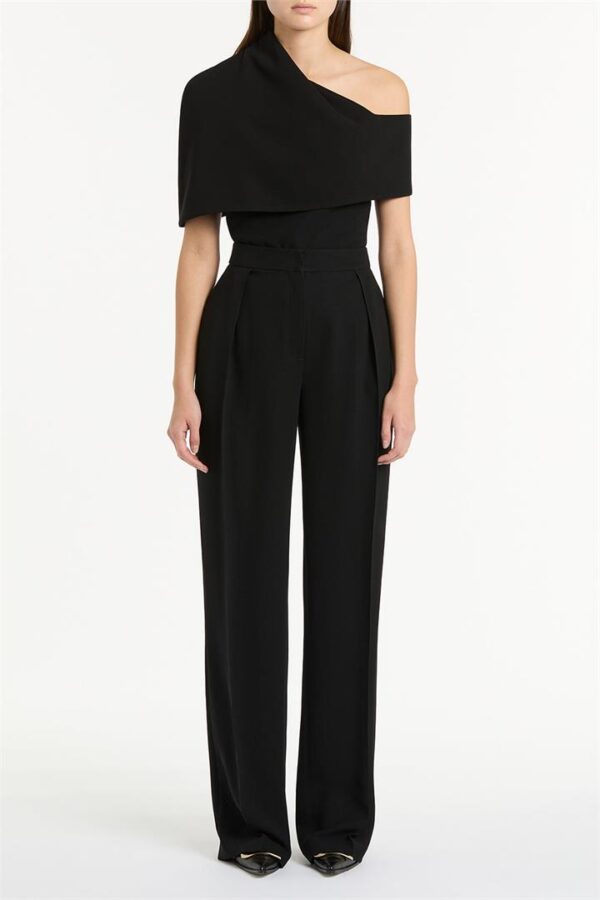 BLACK CREPE CLASSIC PLEAT PANT