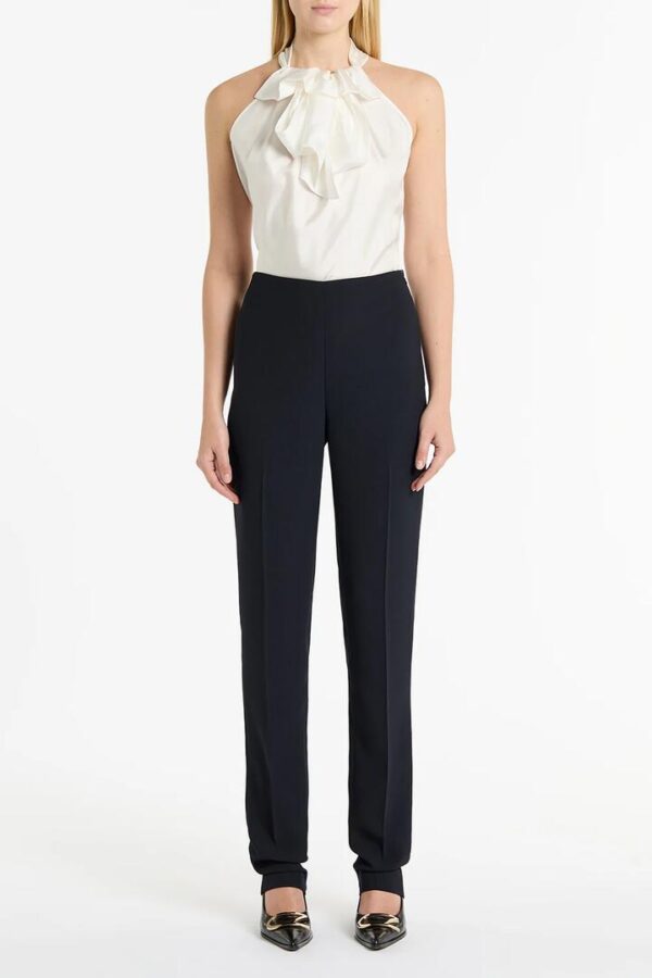 WHITE SILK TWILL ALTURA RUFFLE TOP