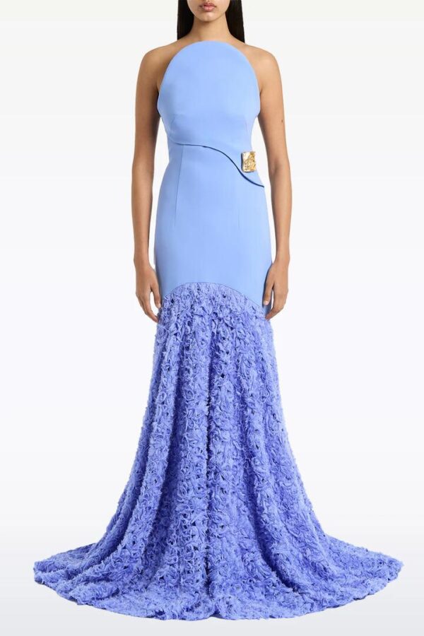CORNFLOWER NASTRO STRAPLESS GOWN