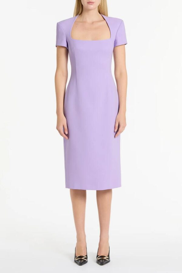 LILAC CREPE SQUARE NECK DRESS