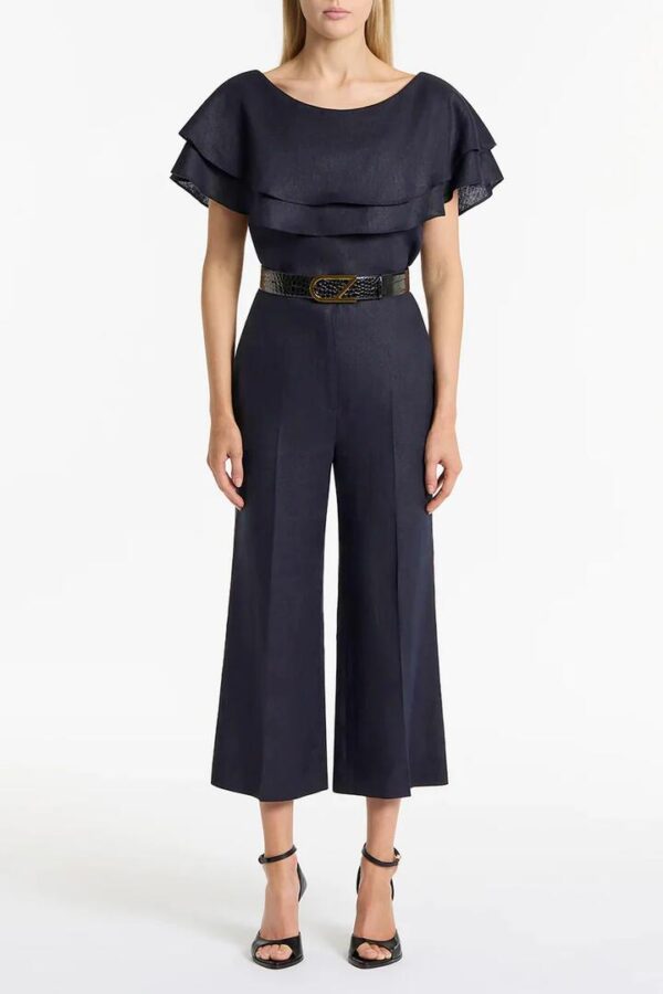 INK LINEN WAISTED CROP PANT