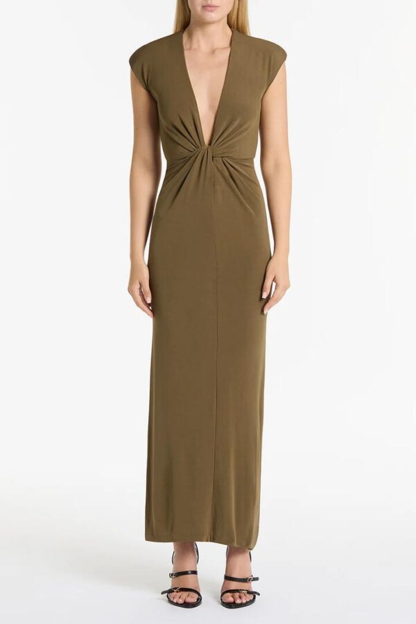 PALM MATTE JERSEY PLUNGE DRESS