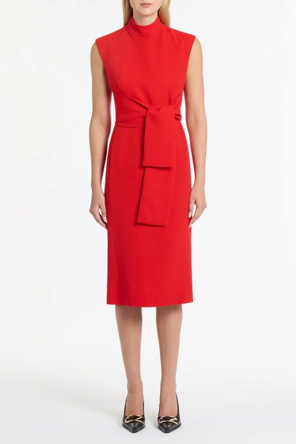 RED CREPE STRISCIA DRESS