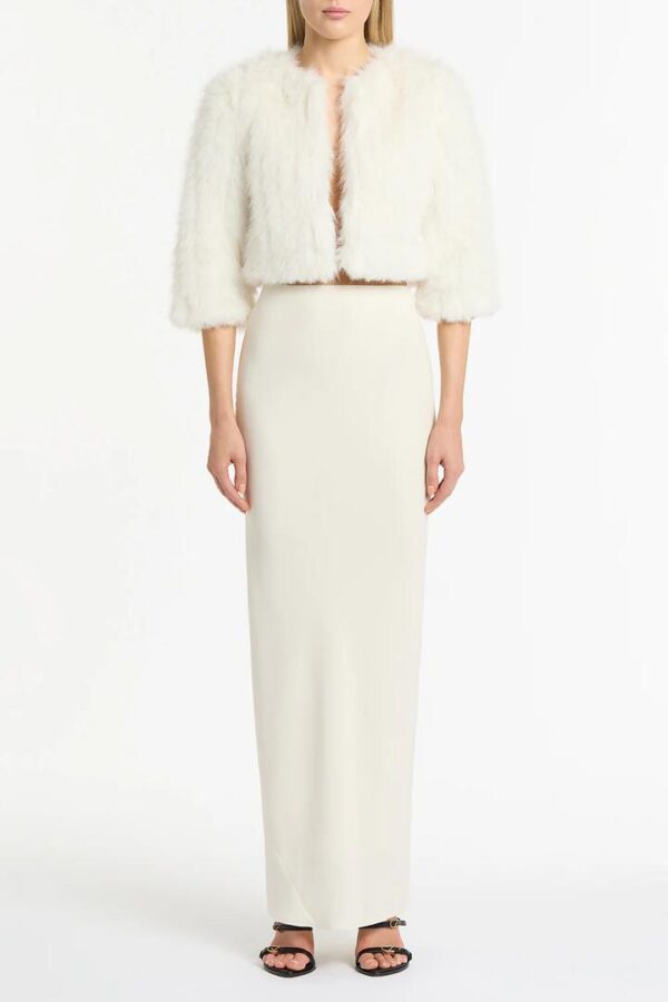 IVORY CREPE BIAS SKIRT