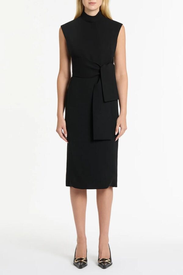 BLACK CREPE STRISCIA DRESS