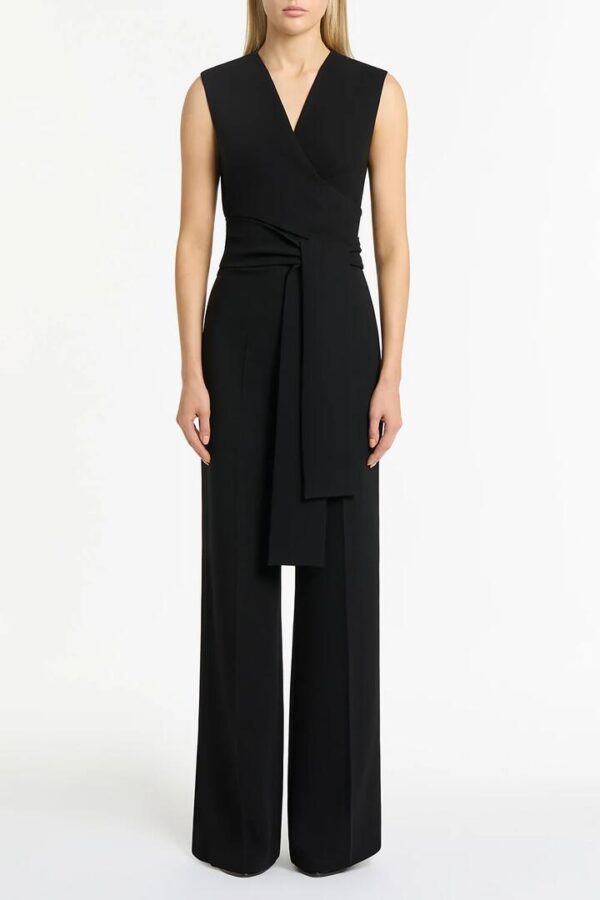 BLACK CREPE STRISCIA JUMPSUIT