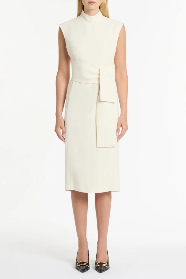 IVORY CREPE STRISCIA DRESS