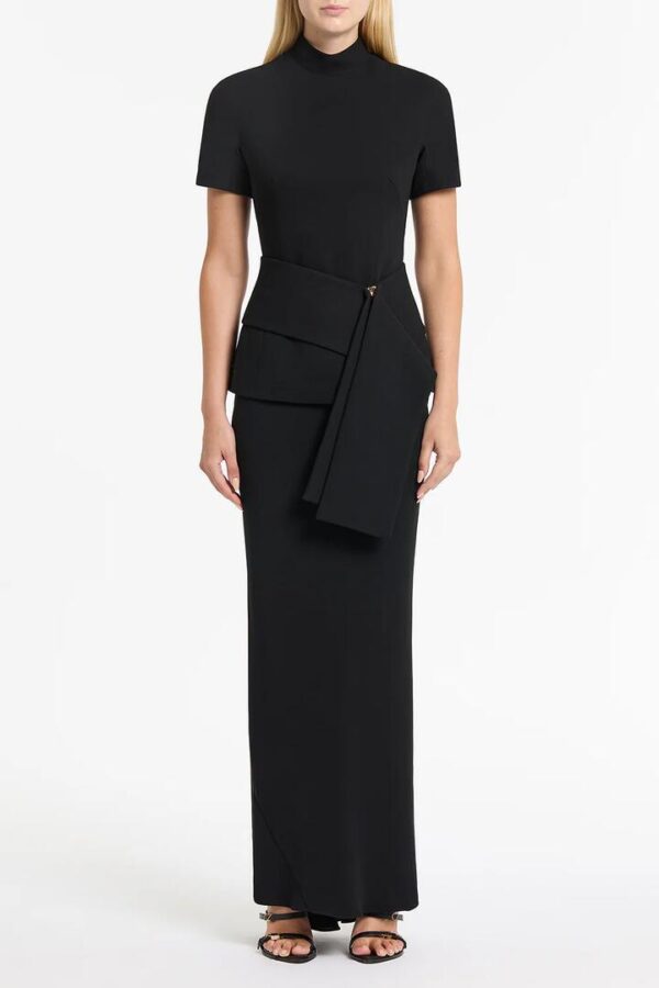 BLACK CREPE FASCIA TOP