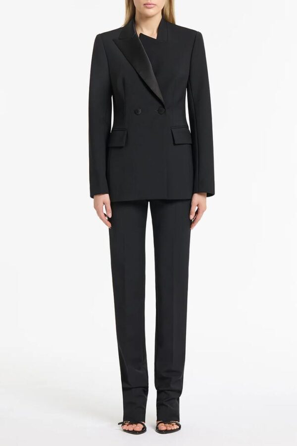 BLACK DOUBLE WOOL TUX BLAZER