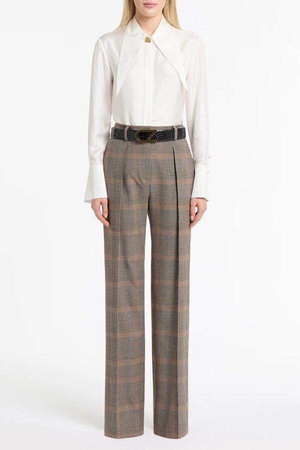 CINAMON WOOL PLAID CLASSIC PLEAT PANT