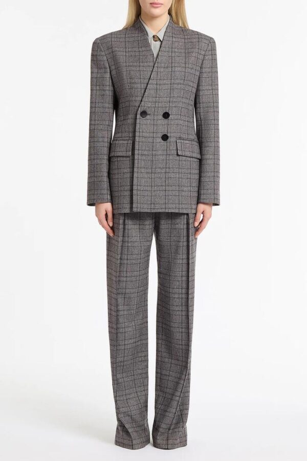GREY ITALIAN PLAID WOOL BLAZER