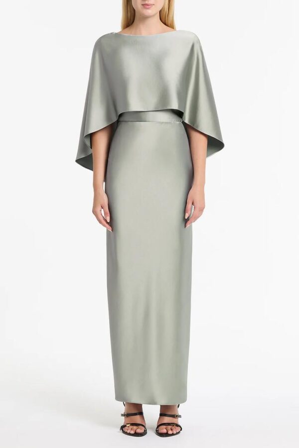SILVER SATIN CAPE TOP