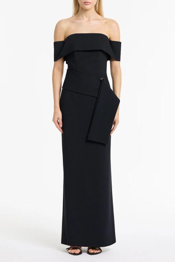 INK CREPE LA BANDA OFF SHOULDER GOWN