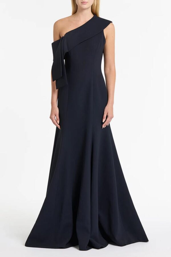 INK CREPE FASCIA ASYMMETRICAL GOWN