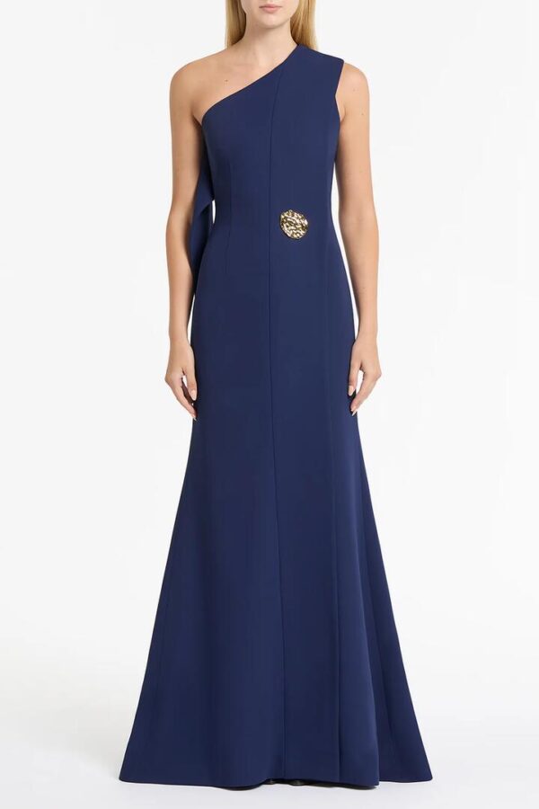 SAPPHIRE CREPE PIEGATO GOWN