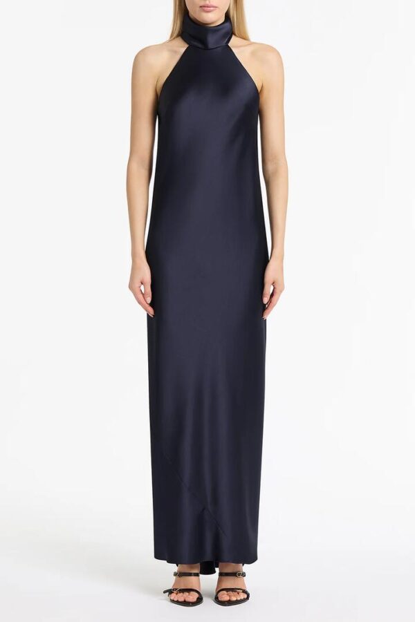 MIDNIGHT SATIN BIAS DRESS