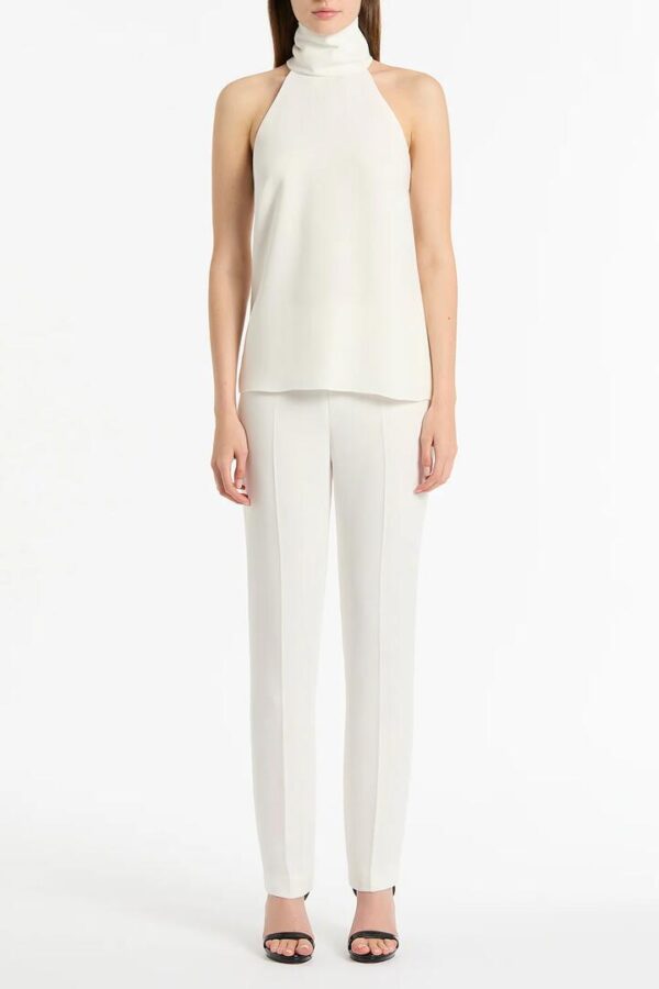 WHITE CREPE CLASSIC SLIM PANT