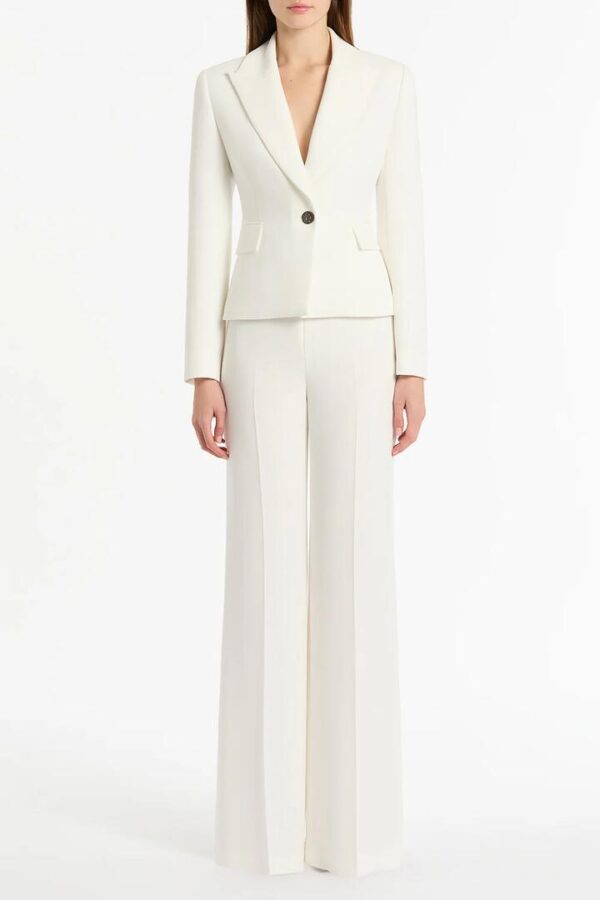 WHITE CREPE SINGLE BREASTED JACKET