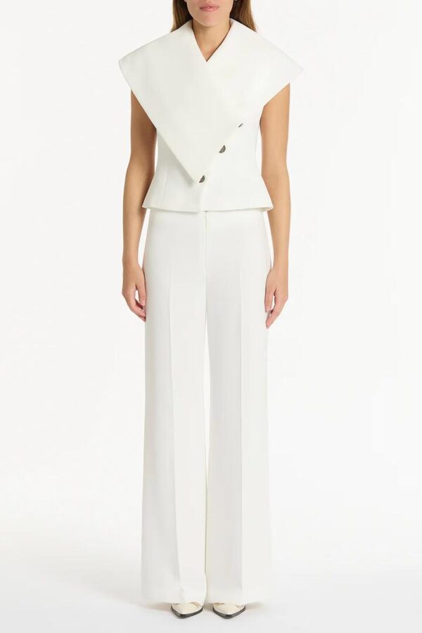 WHITE CREPE LOW WAIST PANT