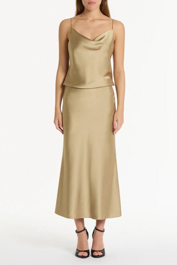 TOURMALINE SATIN COWL NECK CAMI