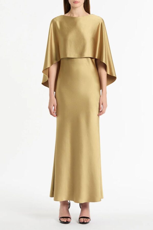 TOURMALINE SATIN CAPE DRESS