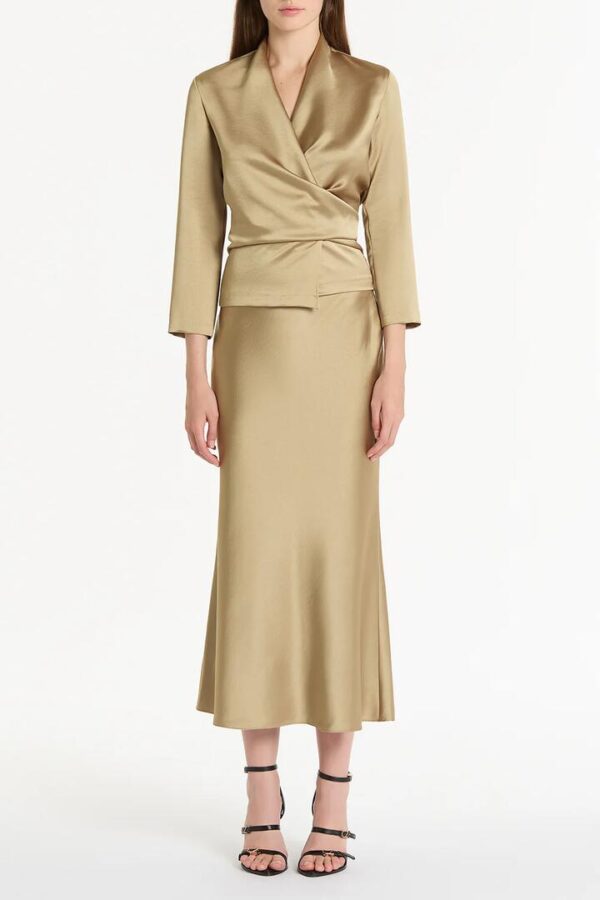 TOURMALINE SATIN WRAP TOP