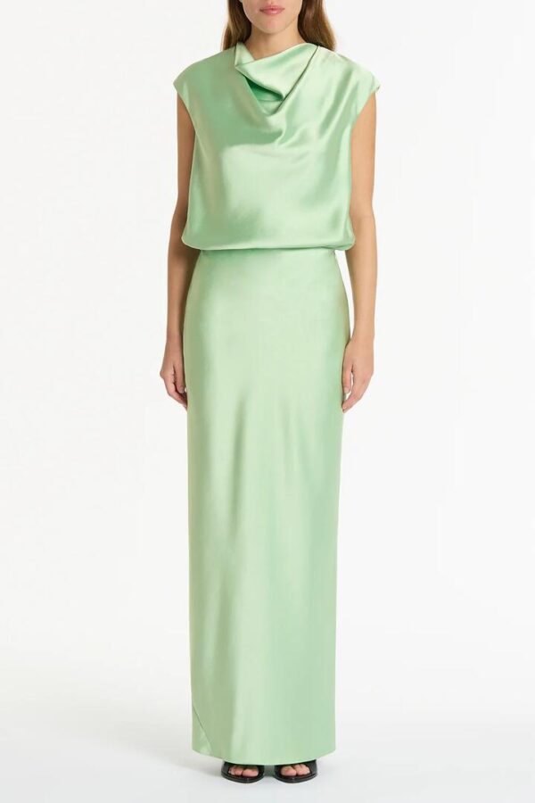 PERIDOT SATIN COWL NECK TOP