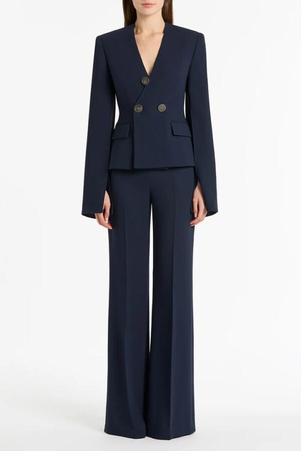 NAVY CREPE MONETA ROME JACKET