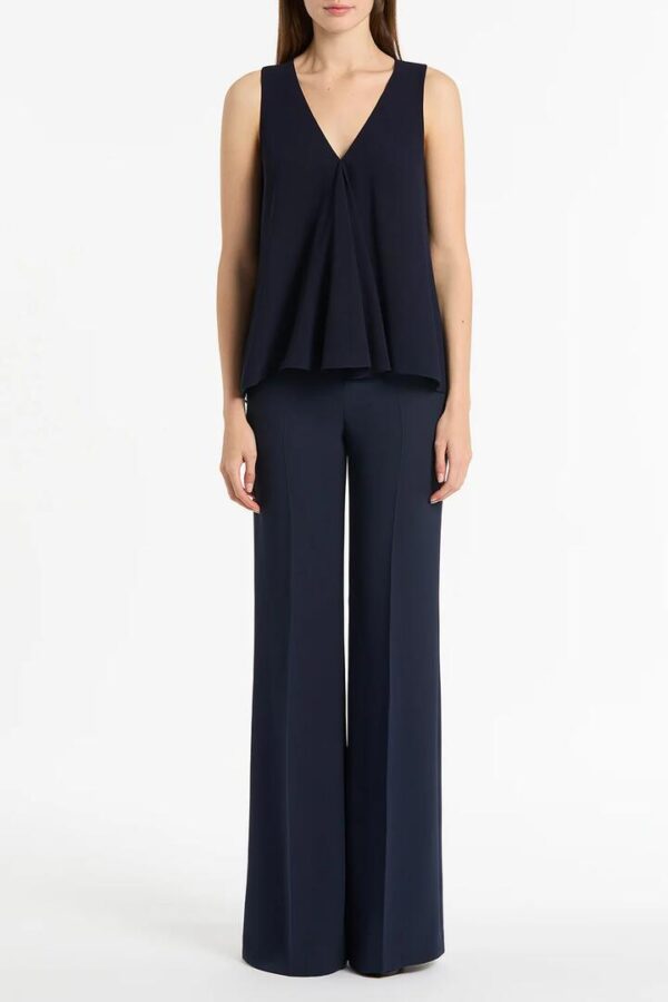 NAVY GEORGETTE FLUTED TANK