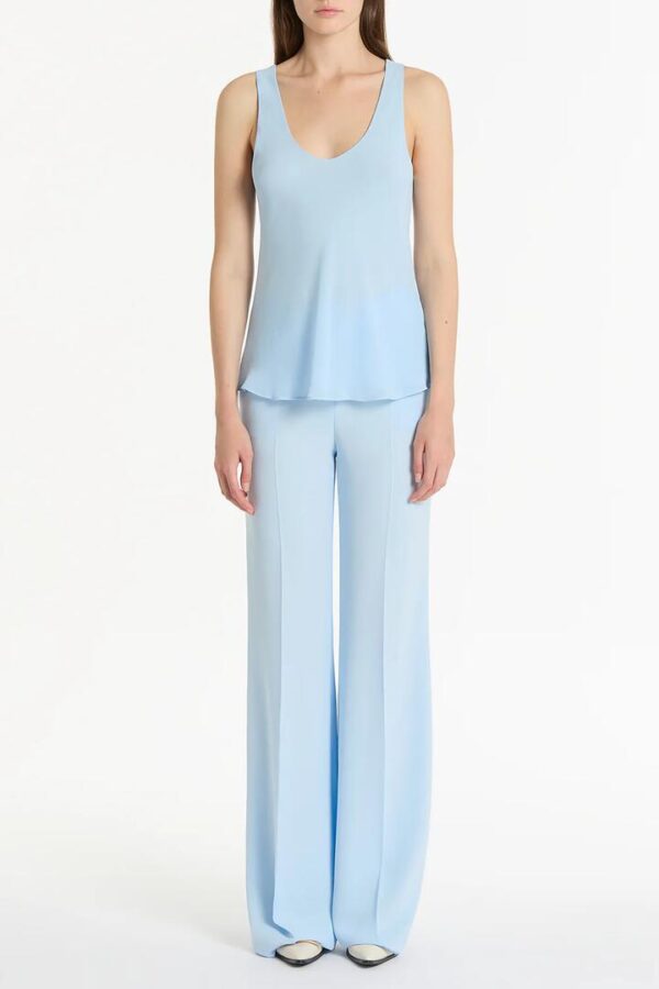 PALE BLUE CREPE LOW WAIST PANT
