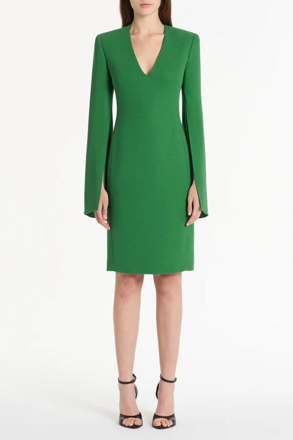 JADE CREPE V-NECK LOVERO DRESS