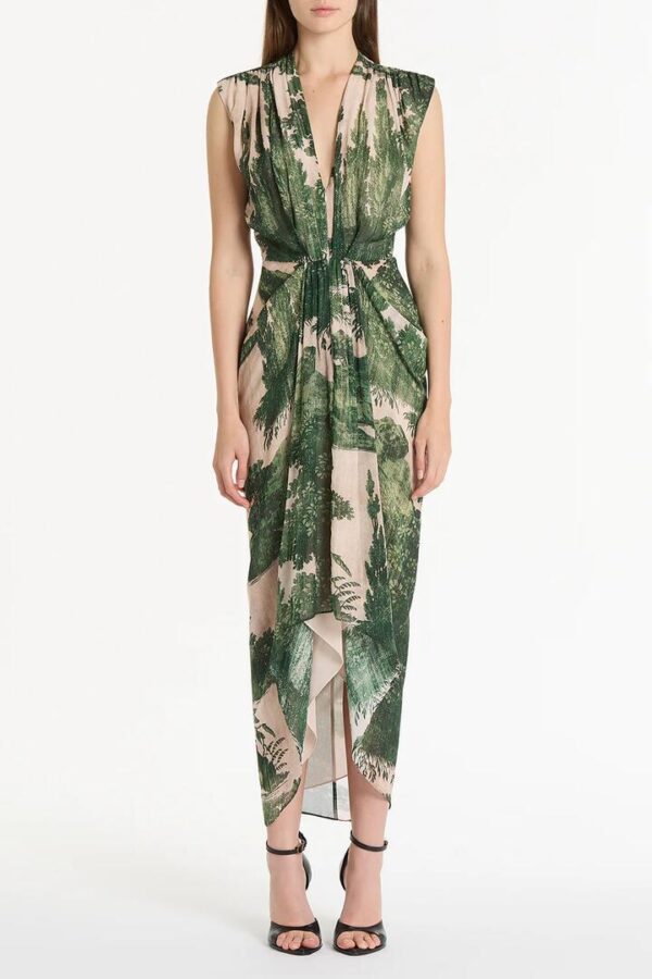 JADE SCENICA GEORGETTE SLEEVELESS WATERFALL DRESS