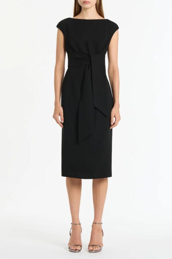BLACK CREPE TIE FRONT DRESS