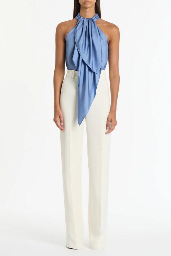 IVORY CREPE STRAIGHT LEG PANT