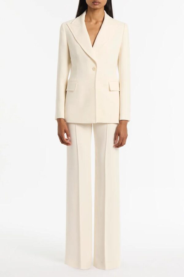IVORY CREPE LONG LINE JACKET