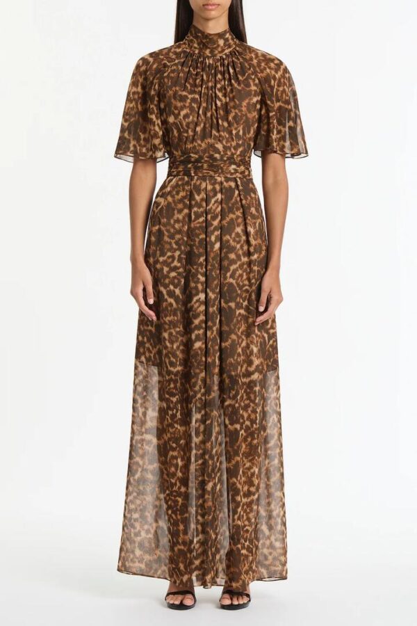 LEOPARD SILK MAXI DRESS