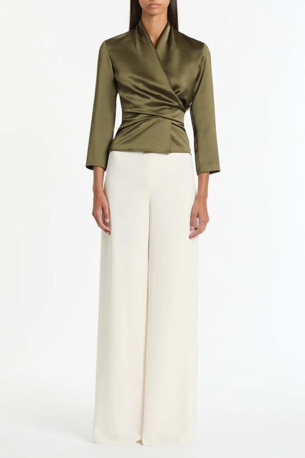 MOSS SATIN WRAP TOP