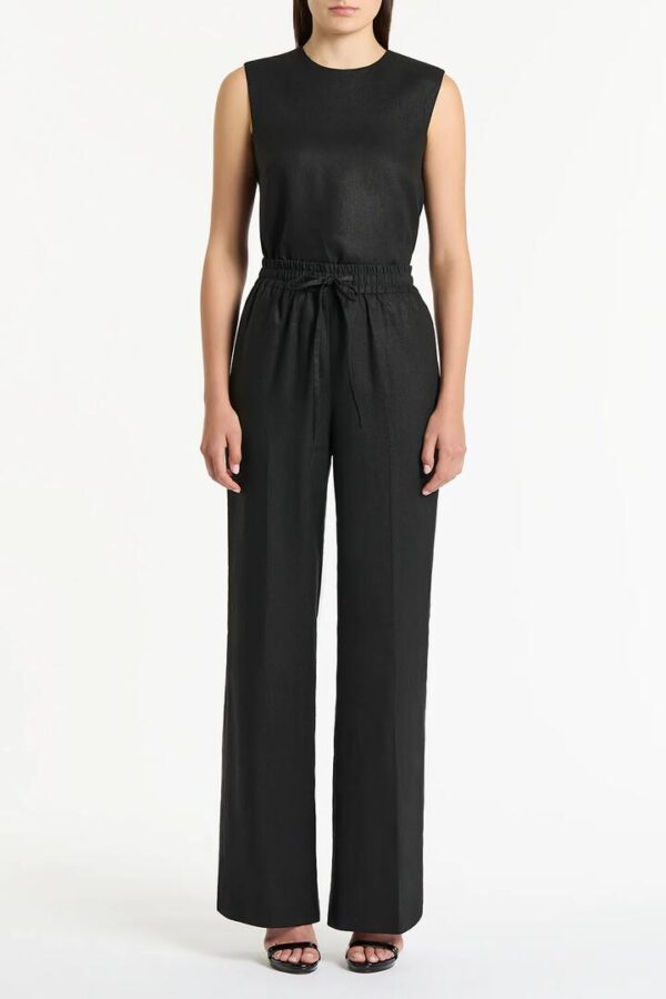 BLACK LINEN LOUNGE PANT