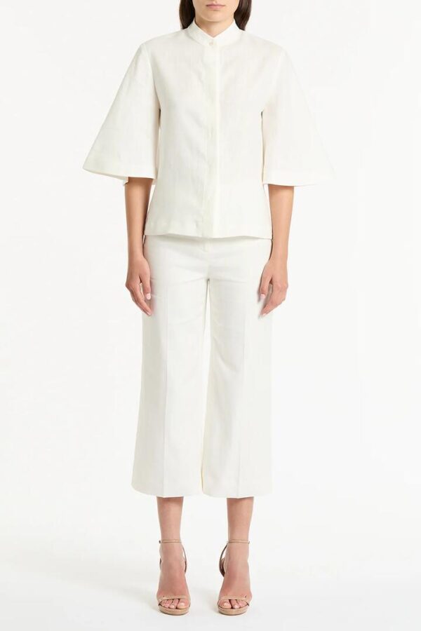IVORY LINEN BOX SLEEVE SHIRT