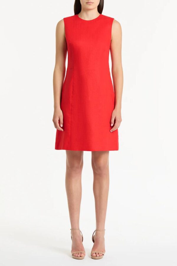 SCARLATTO LINEN SHEATH MINI DRESS
